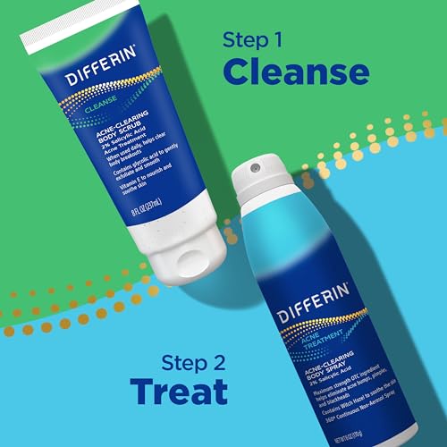 Differin Body Scrub with Salicylic Acid Acne Clearing Improves Tone and Texture Prone Skin on Back Shoulders and Chest, 8 Oz (Packaging May Vary)
