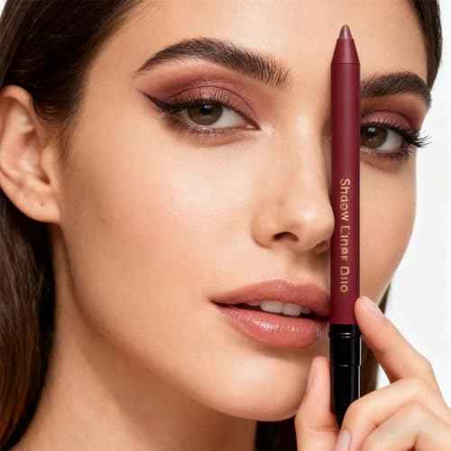 2pc Perfect Color Duo,Luxowly Shadow Liner 2-in-1 Eyeliner & Eyeshadow,Waterproof Eye Shadow Stick,Smooth Easy Application with Smudge Brush, Plum Shadow Liners Duo (Smokeshow+ Gaze)