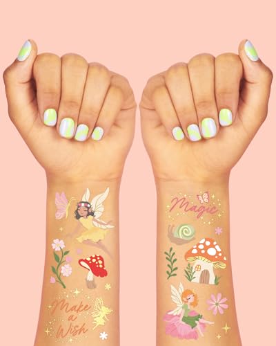 Woodland Fairy Temporary Tattoos - 84 Gold Foil Designs