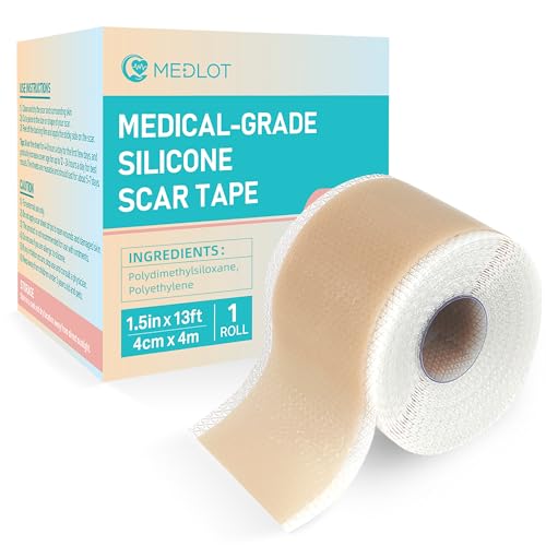 Silicone Scar Sheets, 1.55¡± x 156¡± - 4M, Medical Silicone Scar Tape Roll, Reusable Scar Strips for Surgical, C-Section, Keloid Bump, Stretch Marks, Acne, Hypertrophic Scar Treatment