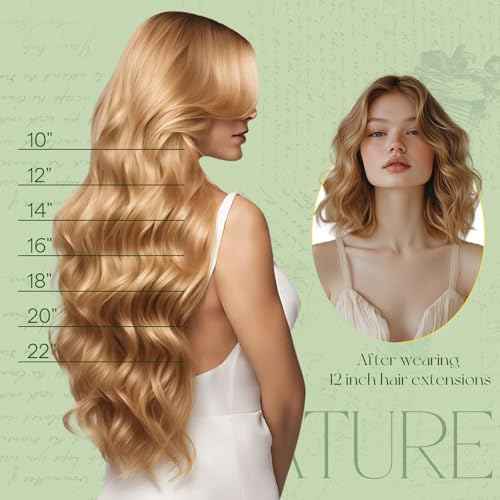 RUNATURE Clip in Hair Extensions Real Human Hair Clip in Extensions 18 Inch 120g 7pcs Real Hair Extensions Clips Ins for Women Double Weft Easy to Apply #10P16 Dark Blonde Highlight Caramel Blonde