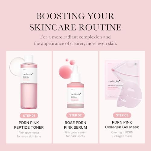 medicube PDRN Pink Trio Set: Salmon DNA PDRN Pink Peptide Serum and CICA Soothing Toner and PDRN Collagen Jelly Gel mask (4ea)