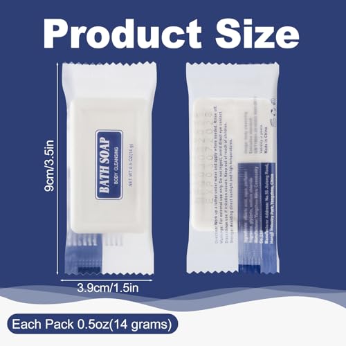 Travel Size Bars Soap in Bulk, Individually Wrapped 0.5 oz Mini Small Body Hand and Face Soaps Toiletries Amenities for Hotel, Shelter/Homeless/Nursing Home/Charity/Motel/Guest Bathroom (50)