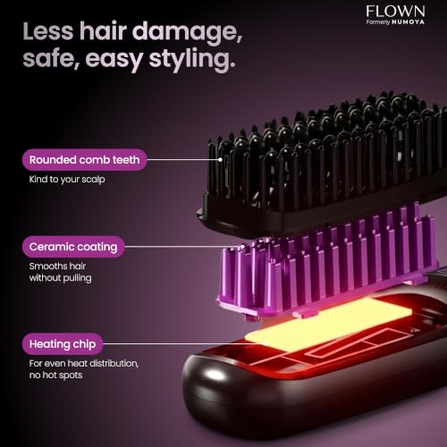 Flown Go Brush Pro - No Damage Heat Brush with USB-C Charging