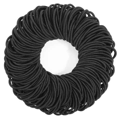Anezus 200 Pcs Hair Ties for Women Girls Hair Elastics Hair Bands Ponytail Holders Hair Rubber Bands for Thick Straight Curly Hair (Black)
