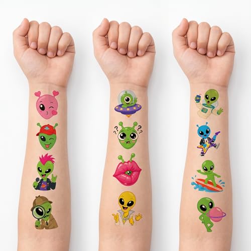 96 PCS Alien Temporary Tattoos for Kids - Waterproof Party Favors