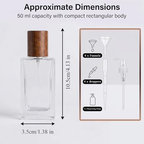 YU FENG 8 Pack 50ml Glass Perfume Spray Bottles with Wood Grain Caps