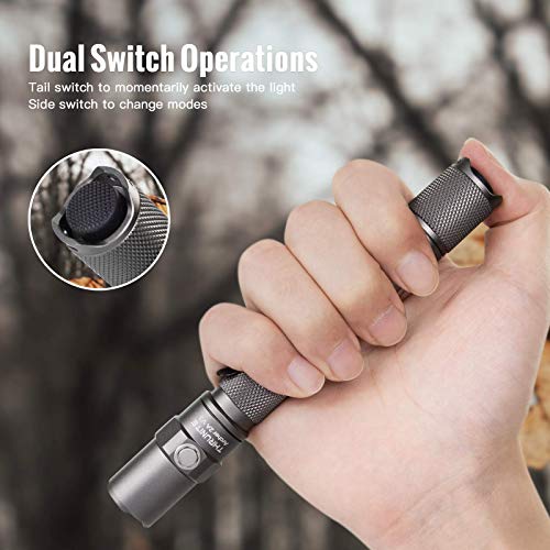 ThruNite Archer 2A V3 LED Flashlight, 500 Lumens Mini AA Flashlight with Lanyard, IPX8 Water-Resistant Dual Switch Outdoor Flash Light for Hiking, Camping, Everyday Use, EDC - Metal Grey CW