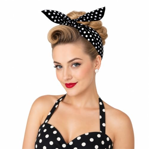Polka Dot Wired Headbands Set - Vintage Retro Hair Accessories for Women