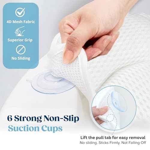 Bath Pillow, Luxury Bathtub Pillow, Extra Soft Bath Pillows for Tub Back Neck and Head Support, Non-Slip Suction, Spa Gifts for Women, 4D Air Mesh Cushion