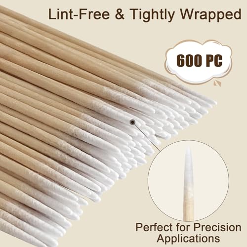 600 Pcs Lint-Free Pointed Cotton Swabs for Beauty & Nails