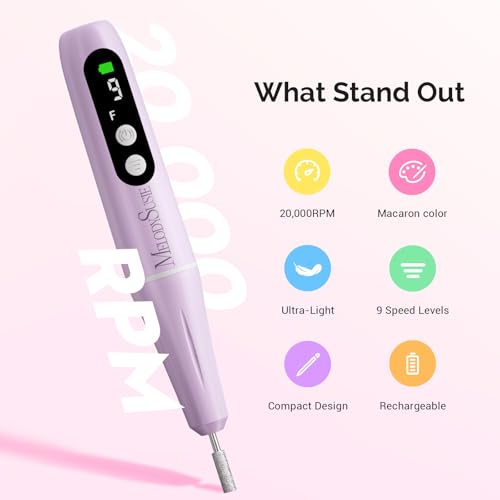 MelodySusie Purple Cordless Nail Drill & UV Handheld Lamp Set - Portable Manicure Tools