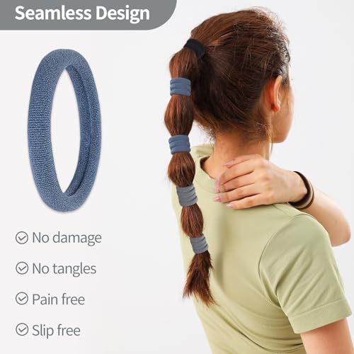 Fishinsea 150 Pack Seamless Elastic Hair Ties for Thick & Thin Hair - Black, Gray, Navy Blue