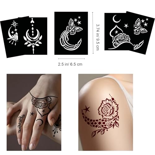 Henna Tattoo Stencils Kit, 16 Sheets for Hands & Body
