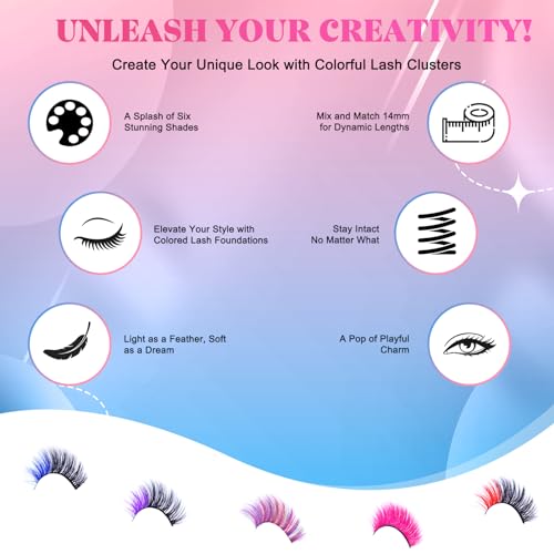 Colored Faux Mink Eyelashes - 5 Pairs with Black & Vivid Colors