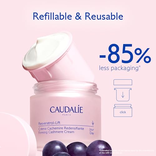 Caudalie Resveratrol-Lift Retinol Alternative Firming Cashmere Cream, Anti-Aging Moisturizer with Resveratrol, Hyaluronic Acid & Vegan Collagen, Refillable - 50 mL