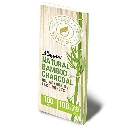 Alayna Bamboo Charcoal Oil Blotting Sheets for Face - Absorbing Tissues, Oily Skin Control, Portable, 1 Pack