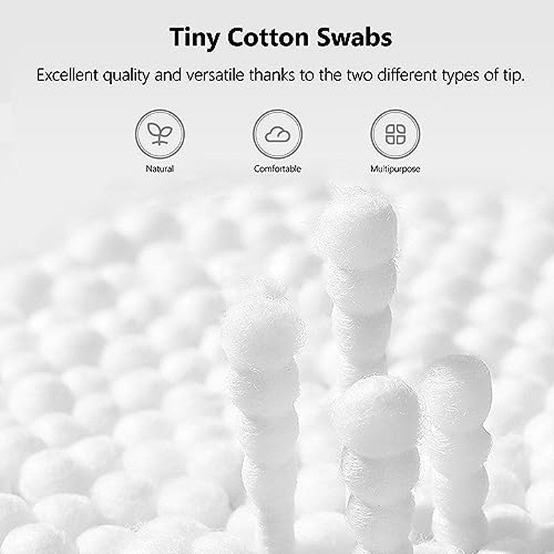 1000pc Baby Cotton Swabs with Round & Spiral Tips