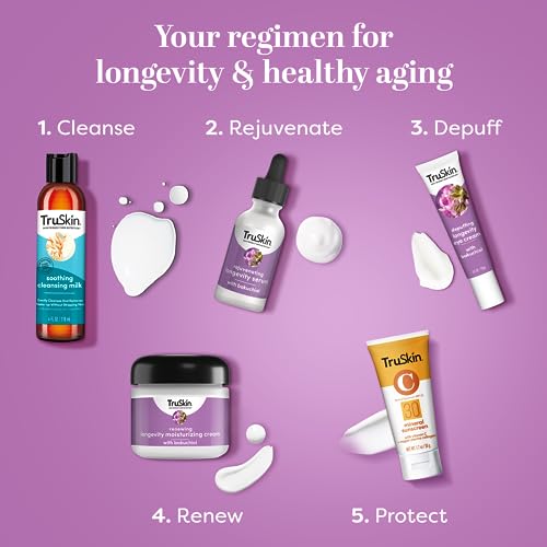 TruSkin Longevity Moisturizing Cream ? Revolutionary Face Moisturizer with Bakuchiol & Snow Algae ? Healthy Aging Gentle Retinol Alternative, Firmer-Looking Skin, 2 fl oz