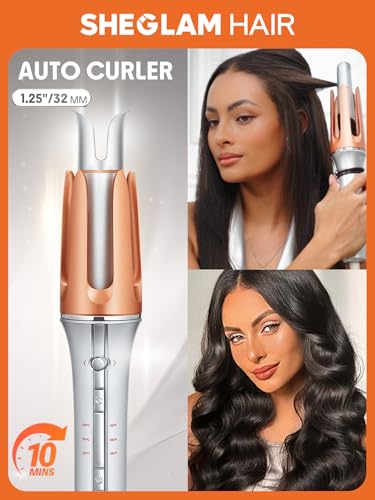 SHEGLAM Automatic Curling Iron 1 1/4" - Fast Heating, 3 Temps