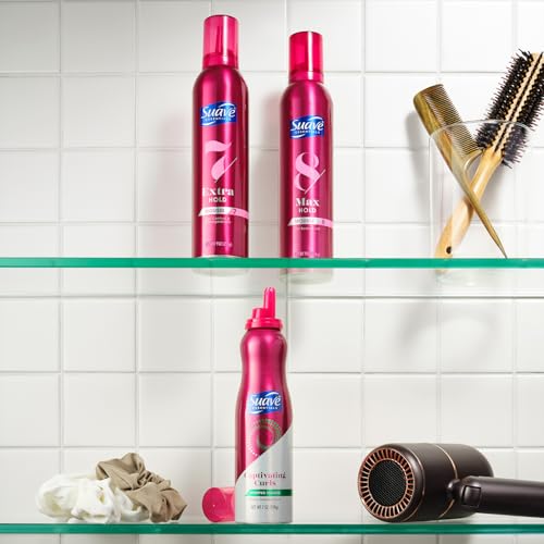 Suave Extra Hold Mousse for Curly Hair, Wavy, All Hair Types, Moisturizing & Nourishing, Foam, Scented 9 oz (Pack of 2)