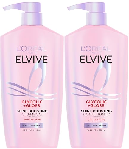 L'Oreal Paris Elvive Glycolic + Gloss Shampoo & Conditioner Set, 56 Fl Oz