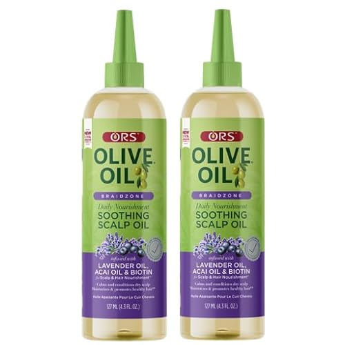 ORS Olive Oil Braidzone Soothing Scalp Oil with Lavender, Acai & Biotin for Nourishment 4.3 oz (Pack of 2)