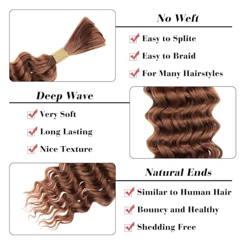 #30 Light Brown Deep Curly Braiding Hair 18 Inch 2 Bundles