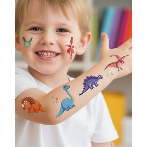 Dinosaur Temporary Tattoos for Kids ? 60PCS | Dinosaur Birthday Decorations, Dinosaur Party Favors, Dino Goodie Bag Fillers, Dinosaur tattoos for Boys & Girls