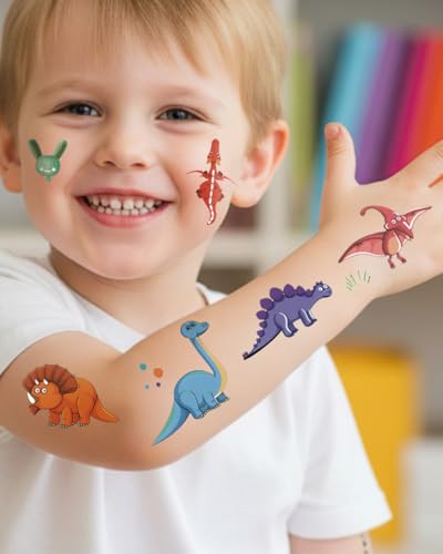 Dinosaur Temporary Tattoos for Kids - 60 Piece Set