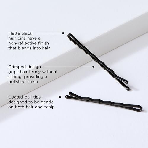 Fromm 2" Matte Black Bobby Pins 600-Pack, Crimped Non-Slip Hair Pins