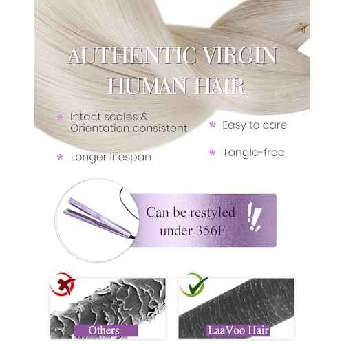 LaaVoo K Tip Hair Extensions Real Human Hair Blonde U Tip Hair Extensions Human Hair Platinum Blonde Blonde Ktip Human Hair Extensions 50g 50S 18 Inch