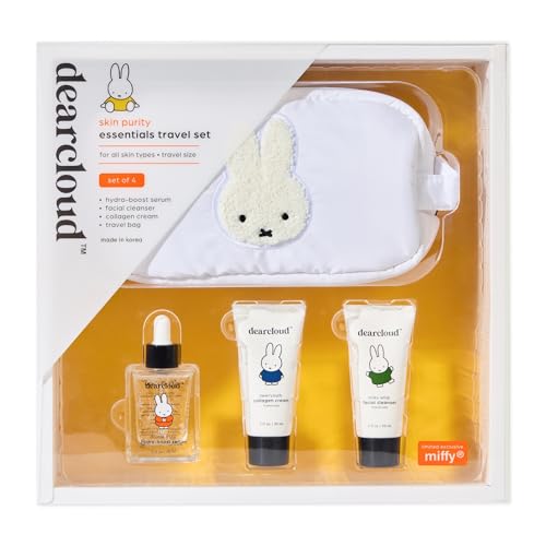 Miffy Skin Purity Essentials Travel Set of 4 ($55 Value) - Korean Skin Care Travel Set ? Hydrating Korean Skin Care Travel Essentials Set with Cosmetic Bag