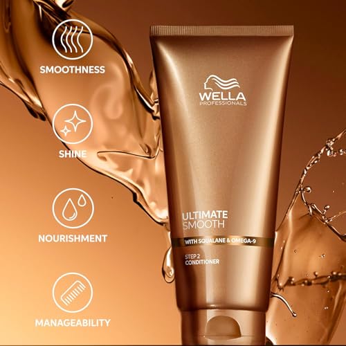 Wella Professionals ULTIMATE SMOOTH Shampoo + Conditioner Bundle Set | Hair Care Treatment for Dry & Frizzy Hair with Squalane & Omega 9 | Various Sizes