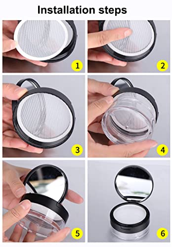 Loose Powder Container 20ml with Puff & Mirror - 2 Pack