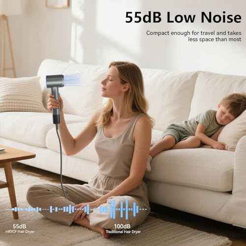Hair Dryer, 160000 RPM High-Speed Ionic Hair Drye Portable Lightweight Blow Dryer with 500 Million Negative Ions, Hair Dryer with Magnetic Diffuser & Nozzle for Home and Travel