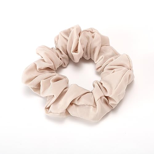 LONEEDY Satin Hair Scrunchies, 6 PCS Large Soft Scrunchies for Women and Girls, No-Hurt Elastic Hair Bands (Beige)