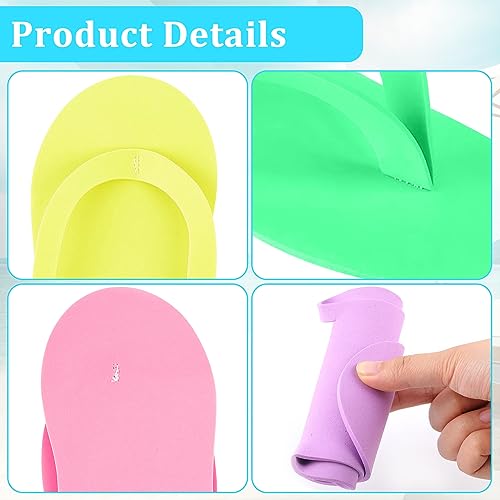 NICEMOVIC 72 Pairs Disposable Pedicure Slippers Foam Disposable Flip Flops Multi Color for Pedicure Sandals Bulk Pedicure Shoes for Women Salon Nail Spa Pedicure