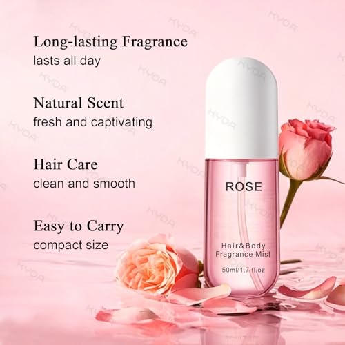 KYDA Rose Hair Perfume Mist for Women, Long-Lasting Fragrance & Hair Hydrating Spray