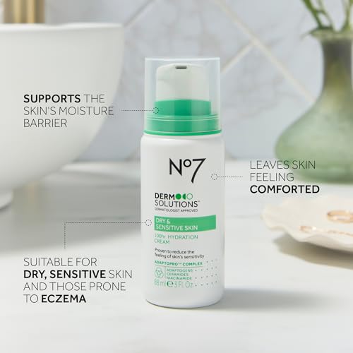 No7 Derm Solutions 100hr Hydrating Face Moisturizer - Face Cream Formulated with Ceramides, Niacinamide & Adaptogens to Help Maintain Moisture Barrier - For Sensitive & Dry Skin (3 Fl Oz)