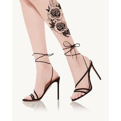 Temporary Tattoo 3 Sheets LargeTemporary Tattoo for Men Women Adults Waterproof Friction Resistant Low Reflective Lasts 5-7 day Theam Blooming roses