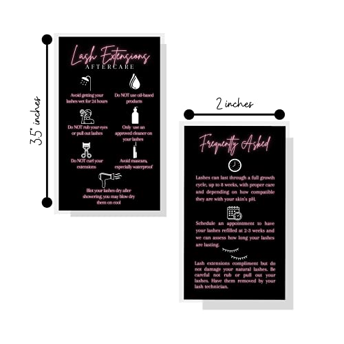 Lash Extension Aftercare Cards - 50 Pack, 2x3.5" Business Card Size