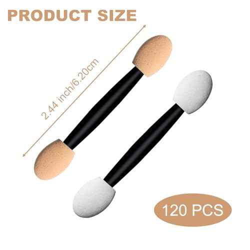 Dual Sides Disposable Eyeshadow Applicators,120Pcs Sticks With Sponge Tip, 6.2cm/2.4 Inch Brush for Eye Makeup - Women and Girls