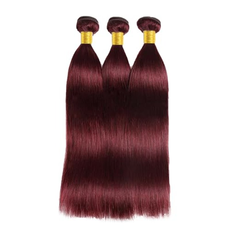 #99J Burgundy Straight Human Hair Bundles 28 30 32 Inch