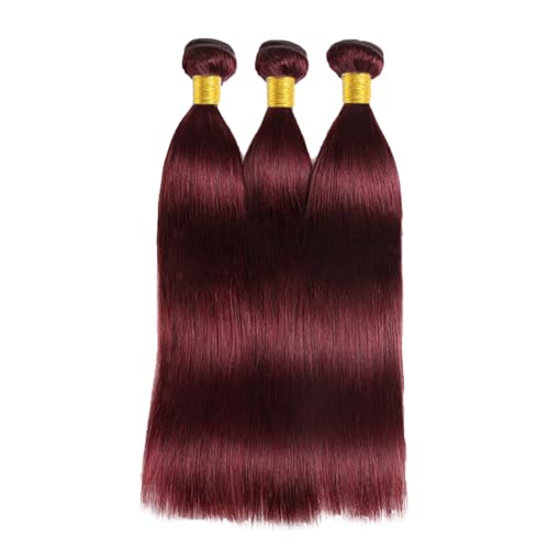 #99J Burgundy Straight Hair Bundles - 3 Pack, 14-18 Inch