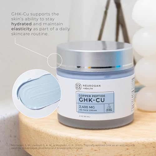 Neurogan GHK-Cu Copper Peptide Face Cream | 4% Peptides for Skin Firmness & Deep Hydration | Daily Facial Moisturizer with 2400 MG GHK-Cu, 2oz