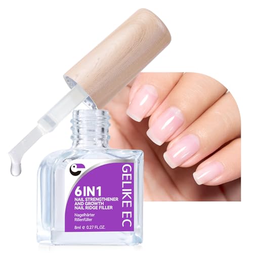GELIKE EC 6-in-1 Nail Strengthener & Ridge Filler Treatment for Weak Nails