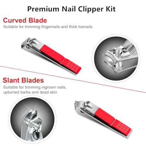 Stocking Stuffers for Men Women Manicure Set Nail Clipper Set Stainless Steel Toe Finger Nail Clippers Kit Personal Care Tools with Portable Travel Case Manicure Tools Grooming Kit for Women Men(Red)