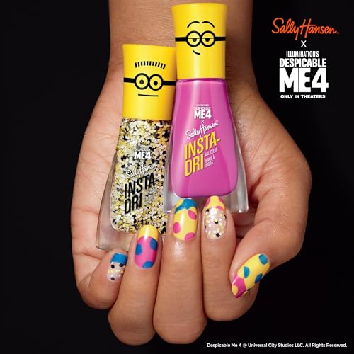 Sally Hansen Insta-Dri® X Despicable Me, Gogglicious & Deeply Despicable, Quick Dry, Long Lasting, Streak-Free Shine, Glitter and Metallic Black Nail Polish Duo