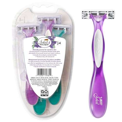 Disposable Razors for Women - 4-Blade Lavender Scented, 4-Pack